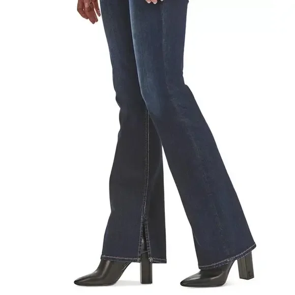 NWT JEN7 Split-Hem Slim Bootcut Jeans Dark Wash Sandblasted Stretch Plus Size 16 - Picture 12 of 14